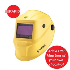 ESAB Savage A41 Yellow Auto Darkening Welding Helmet. Shade 8-13 + FREE Mag Lens