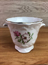 Maryleigh Pottery England Handcrafted Double Handled Plant Pot Pink Flowers 