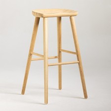Farmhouse Bar Stool Shaped Commercial 75cm Seat Height Natural Oak Shaker Frame