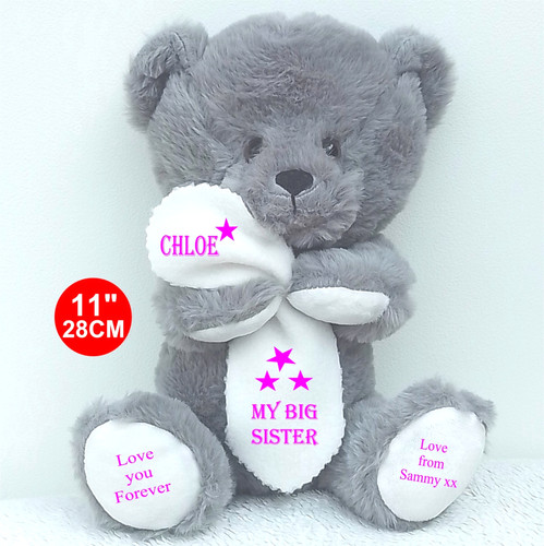 Personalised grey teddy bear - grey,