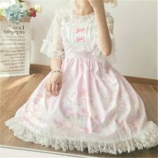Women Girl Lolita Dress Kawaii Jumper Skirt Lace Cute Pleated Cosplay JSK