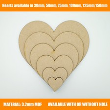 Wooden MDF Hearts Shape 3mm