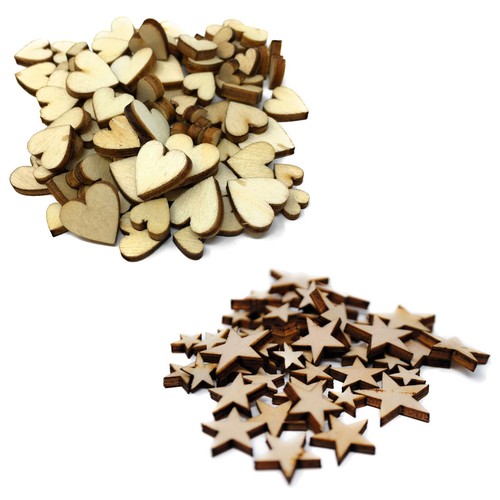 Wooden shapes stars hearts - shapes,