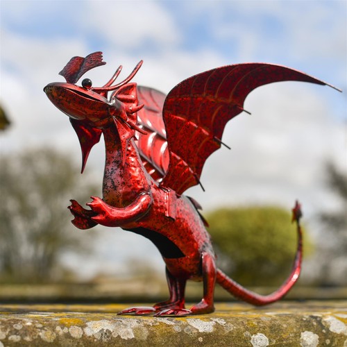 Red metal baby dragon garden - dragon,