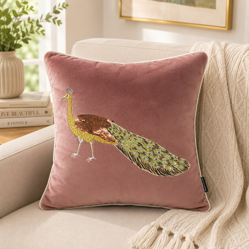 Velvet peacock embroidered - peacock,