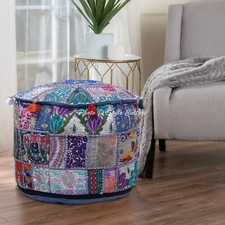 Patchwork Pouf Ottoman Indian