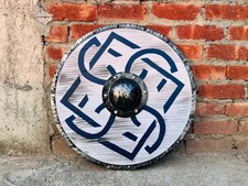 Medieval Round Viking Shield 24" | Wooden Steel Reinforced Norse Warrior Battle