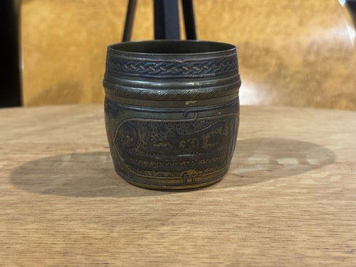 Vintage decorative brass pot - vintage,