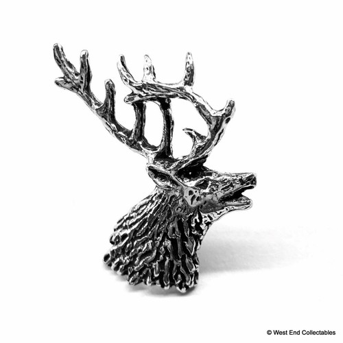 Stag head pewter - stag, brooch
