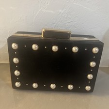 Zara Black Faux Leather Pearl