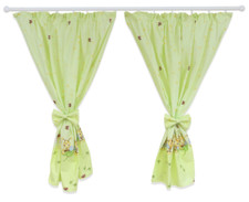 Nursery Curtains with Bows – Baby & Toddler Bedroom Window Drapes Bees Green