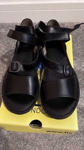 Fly london black leather - black,