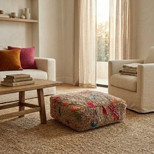 Handmade moroccan wool pouf - moroccan,