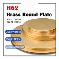 H62 Solid Brass Discs Blanks Thick 0.5mm 1mm~3mm Metal Round Sheets Dia 10-200mm