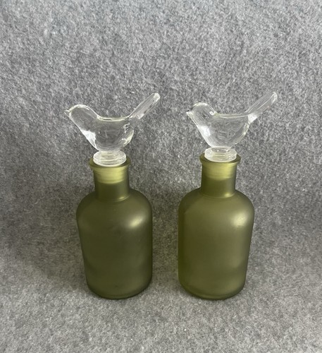 Vintage pair green frosted - pair,