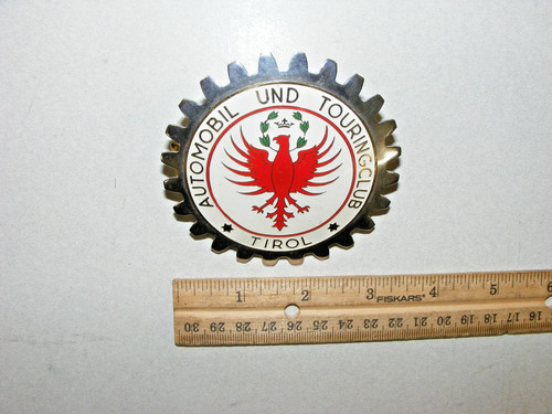 Vtg car auto enamel badge - car,