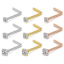 PAIR L Shape Nose Pin 316L
