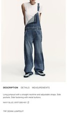 Zara TRF DENIM JUMPSUIT NAVY