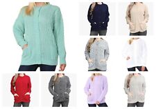 Women's Ladies Winter Round Neck 7 Button 2 Pocket Soft  Cardigan Sweater