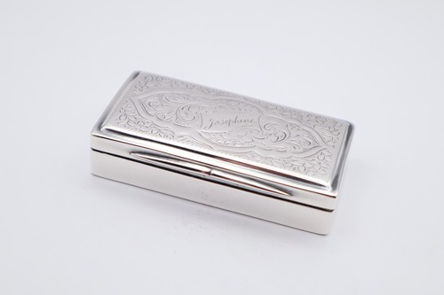 Antique solid silver - snuff, box