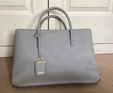 DKNY Women's Large Tote Bag Light Grey Faux Textured Leather