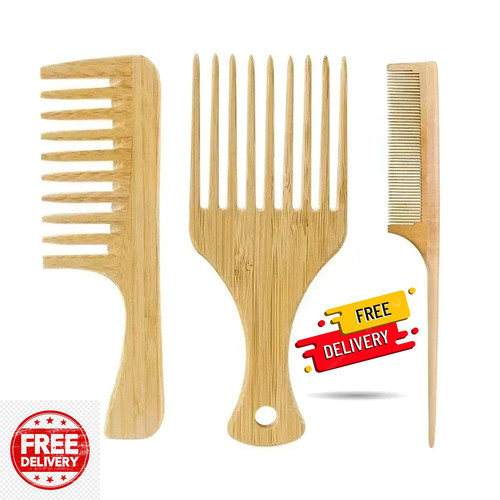 Natural bamboo wooden hair - wooden,