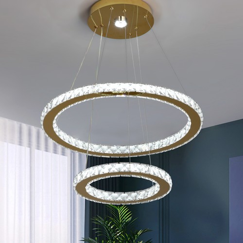 Led crystal gold chandelier - gold,