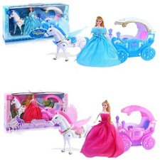 Ice Snow Princess Horse Carriage Toy Light Sound Pretend Play Girl Gift Walkable