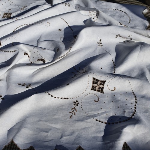 Vintage linen tablecloth hand - vintage,