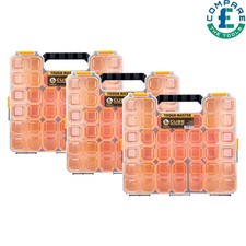 Pro Tool Organiser 21 storage compartments Plastic carry case pack of 3