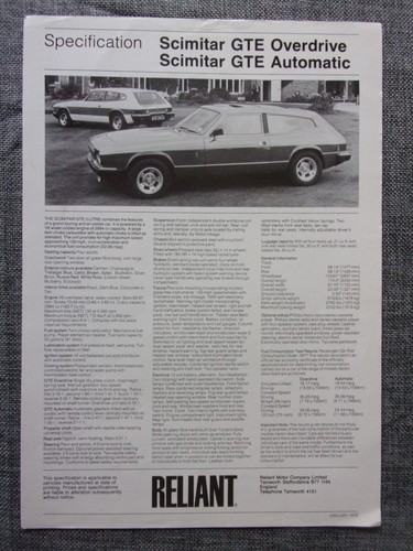 Reliant scimitar gte orig 1979 - reliant,