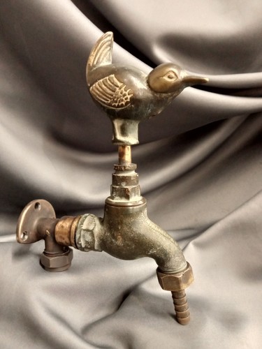 Brass garden tap with bird - brass,