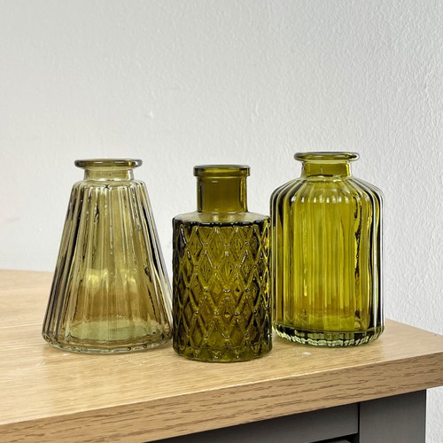 Small glass bud vases olive - small,