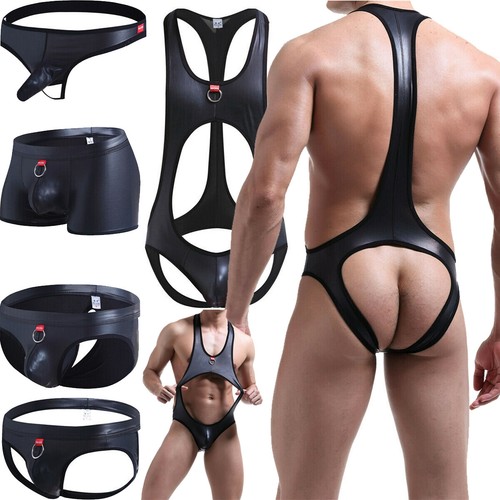 Men bodysuits leather - leather, open