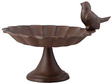 Vintage Style Cast Iron Bird Bath Feeder Robin Birds Outdoor Garden Brown