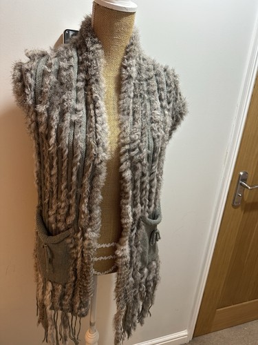 Vintage rabbit fur grey gilet - vintage,