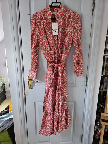 Zara pink printed midi dress - printed,