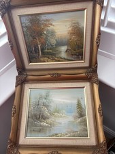 Pair Of Antique Oil On Canvas