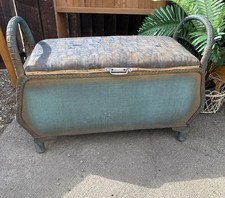 vintage lloyd loom ottoman Original Blue Blanket Box With Handles 30/40s Lovely!