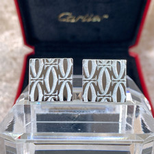 Cartier Cufflinks C de Cartier 925 Sterling Silver 2C Decor with Case