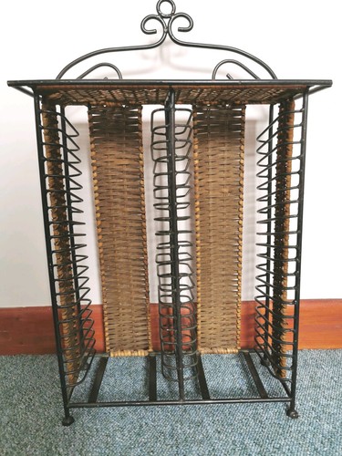 Vintage metal wicker rack - wicker,