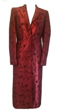 Karen Millen Long Red & Black Satin Evening Coat Sz 10 UK NEW RRP €225 Elegant 