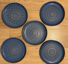 5x Denby Blue Midnight 10” Diameter Dinner Plates Excellent Condition