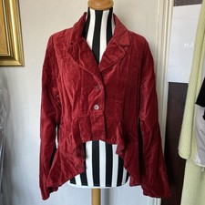 PRIVATSACHEN Ladies Red Cotton Velvet Waterfall Peplum Jacket One Size FAB!
