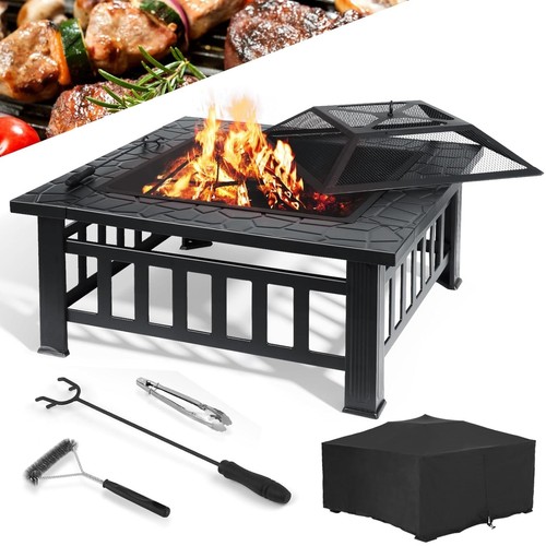 Square fire pit 81cm - pit, garden