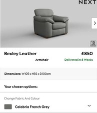 NEXT Bexley Leather Large Armchair   NEW