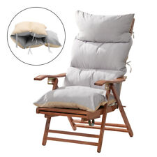 Grey High Back Chair Cushion Seat Pad 12cm Thick Removable Patio Garden Outdoor