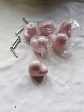 6x Door Knobs, Handles Lovely Pink Heart Drawer Pulls Knobs Decorative Cabinet