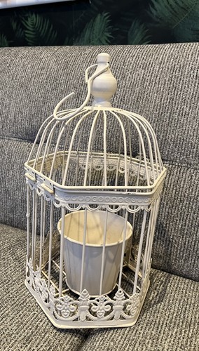 Cream metal bird cage with - cage,