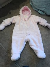 Girls Emile Et Rose Fleece Pink Snowsuit Age 3-6 Months 68cm - good condition 
